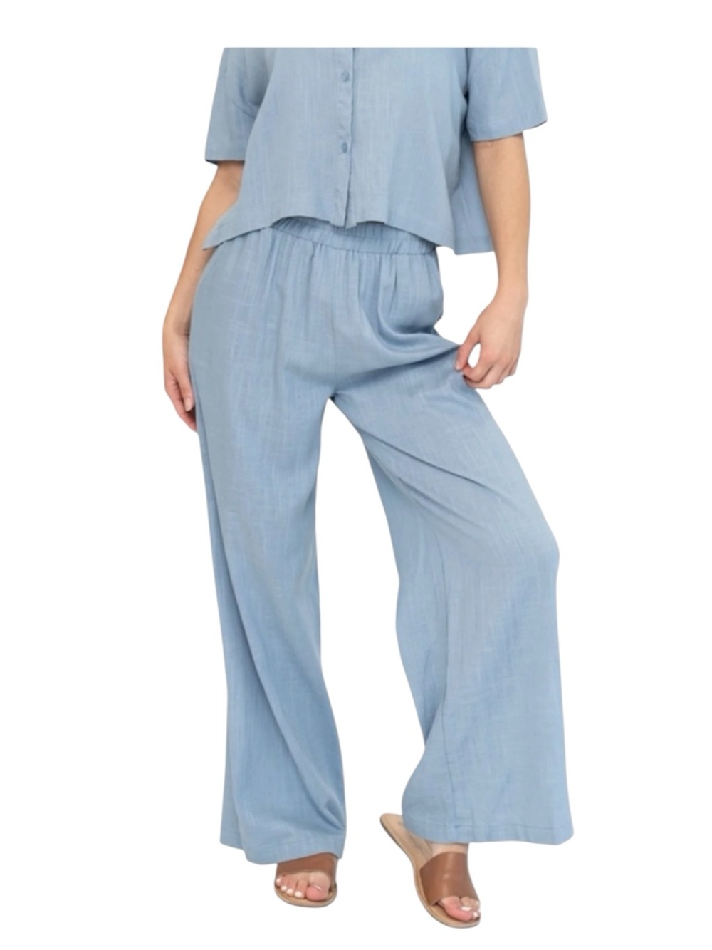 Holley Girl Gabbie Wide Leg Pants in Blue 1X Plus Size